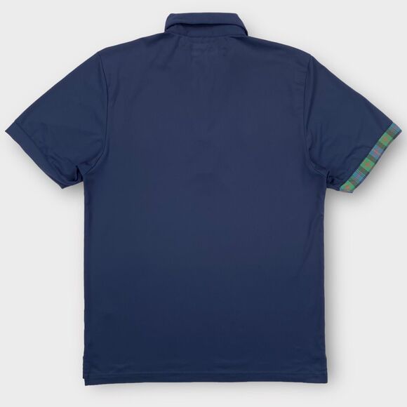 William Murray Golf Polo Shirt Mens Small Performance Navy Solid Plaid Accent - Picture 5 of 11